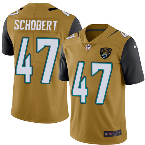 Jacksonville Jaguars 47 Joe Schobert Gold Youth Stitched NFL Limited Rush Jersey